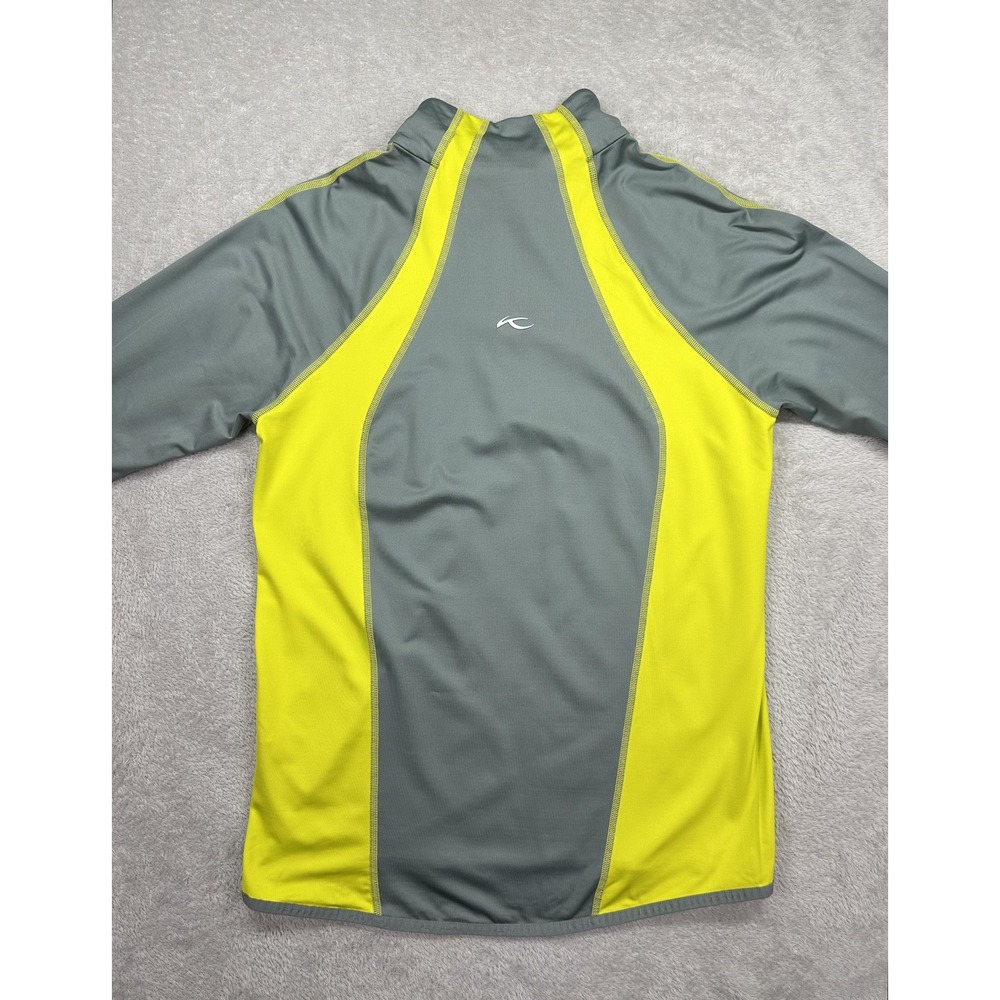 KJUS Quarter Zip Pullover Men 50/M Gray Neon Yellow Golf Performance Mid Layer - Picture 5 of 8
